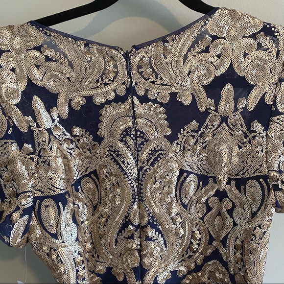 R&M Richards Blue Embellished Sequin High Low Wrap Dress Size 8 - Picture 6 of 8